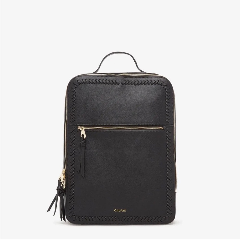 CALPAK Kaya Laptop Backpack in Black with Gold Accents